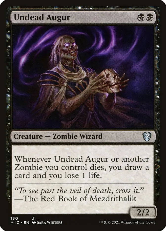 2021 Midnight Hunt Commander Undead Augur #130 uncommon card image