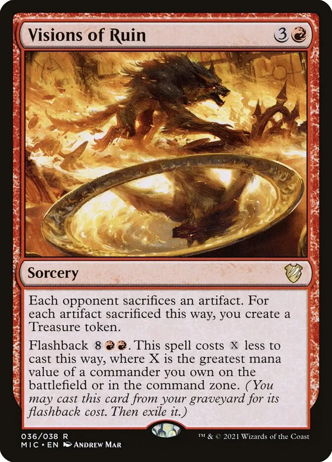 2021 Midnight Hunt Commander Visions of Ruin rare #36 rare card image