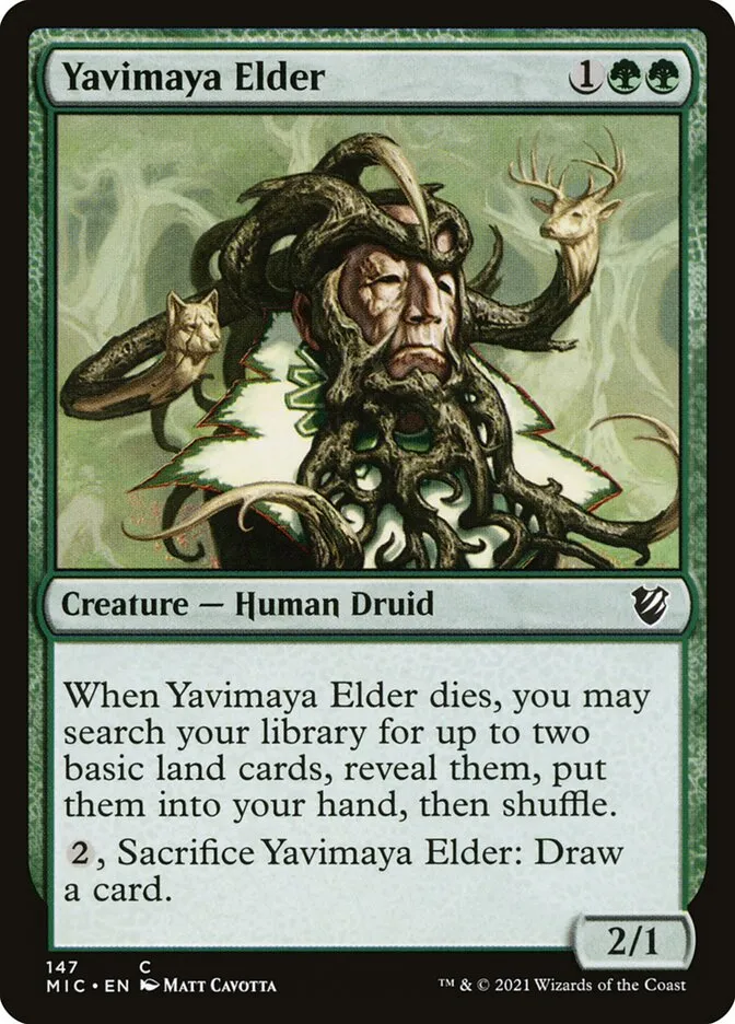 2021 Midnight Hunt Commander Yavimaya Elder common #147 common card image