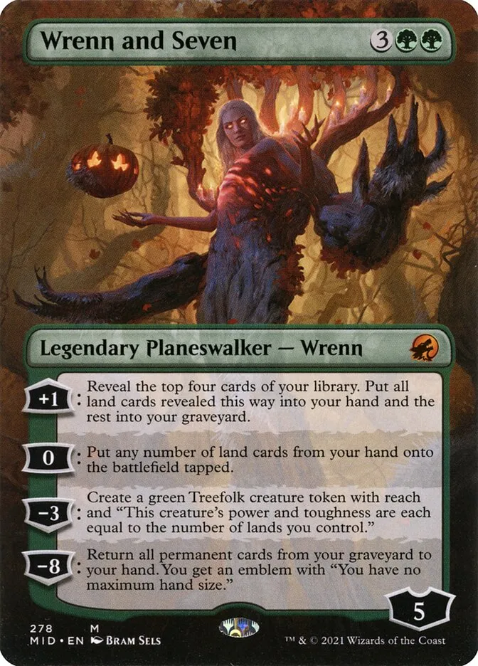 2021 Innistrad: Midnight Hunt Wrenn and Seven mythic #278 mythic card image