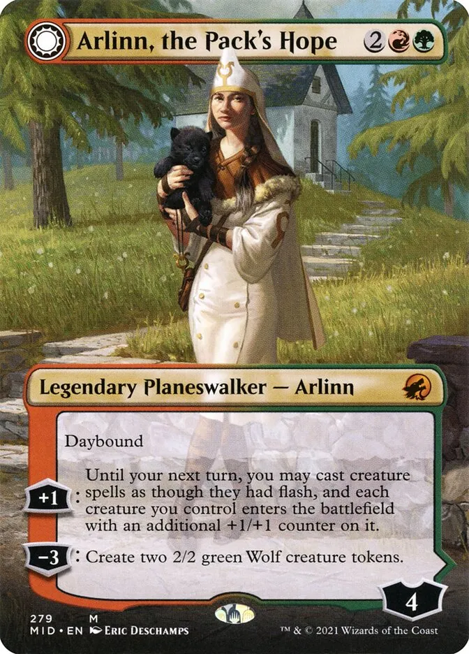 2021 Innistrad: Midnight Hunt Arlinn, the Pack's Hope // Arlinn, the Moon's Fury mythic #279 mythic card image
