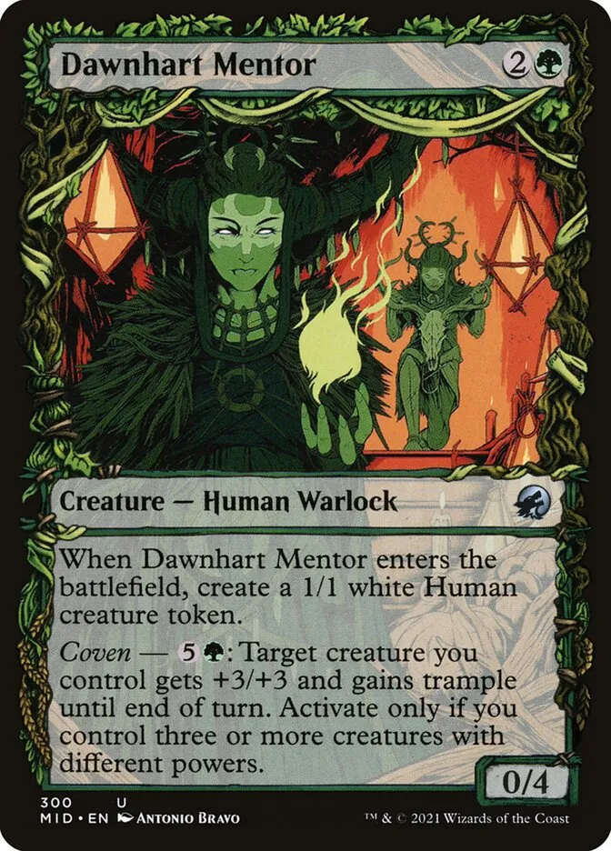 2021 Innistrad: Midnight Hunt Dawnhart Mentor #300 uncommon card image