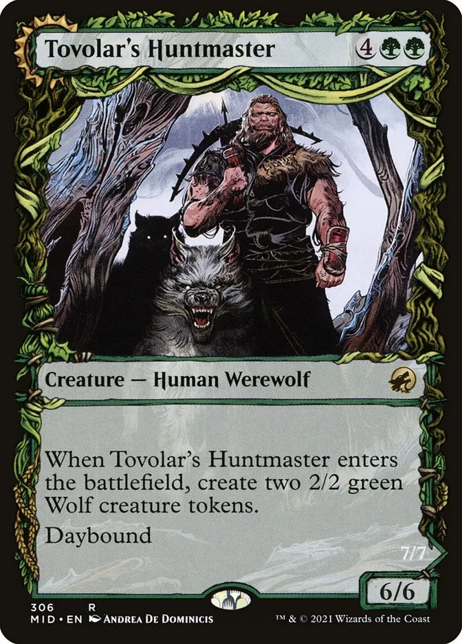 2021 Innistrad: Midnight Hunt Tovolar's Huntmaster // Tovolar's Packleader #306 rare card image
