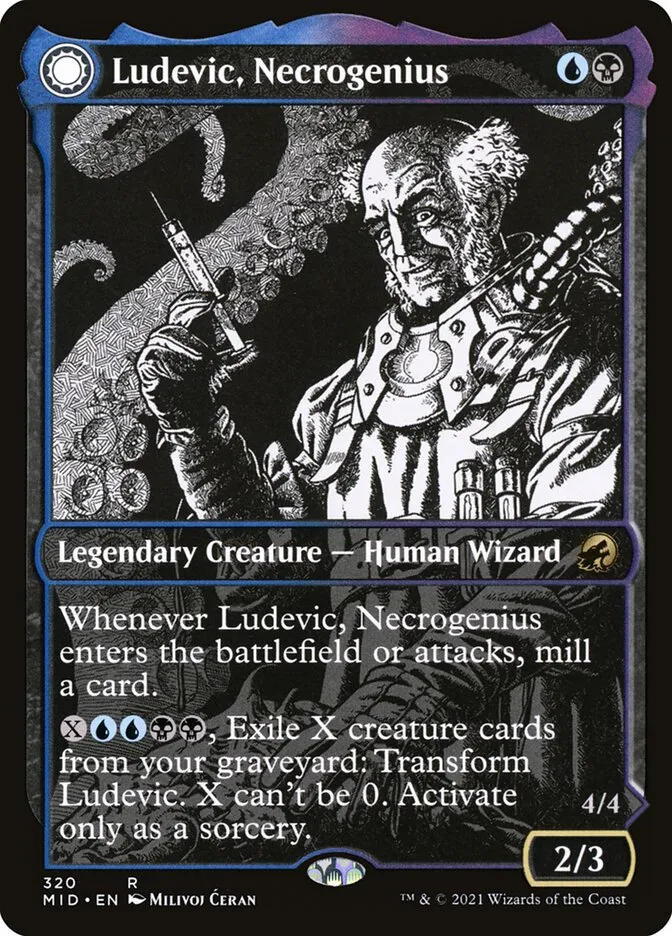 2021 Innistrad: Midnight Hunt Ludevic, Necrogenius // Olag, Ludevic's Hubris #320 rare card image