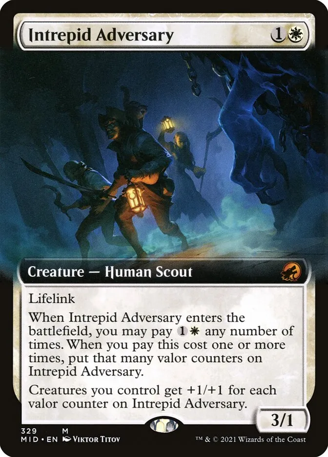 2021 Innistrad: Midnight Hunt Intrepid Adversary mythic #329 mythic card image