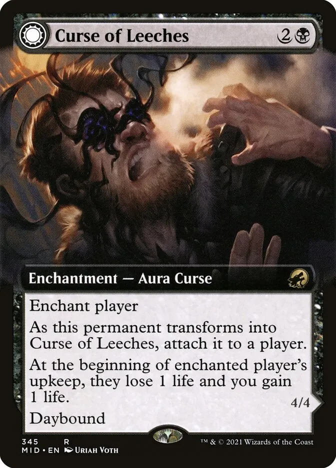 2021 Innistrad: Midnight Hunt Curse of Leeches // Leeching Lurker #345 rare card image