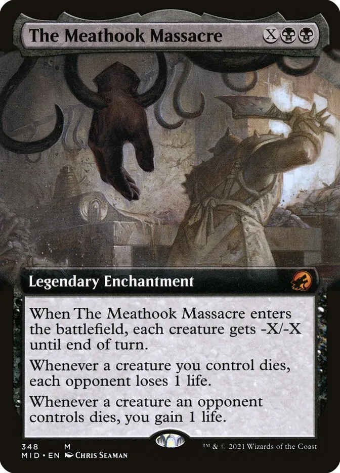 2021 Innistrad: Midnight Hunt The Meathook Massacre [Extended Art Foil] mythic #348 mythic card image