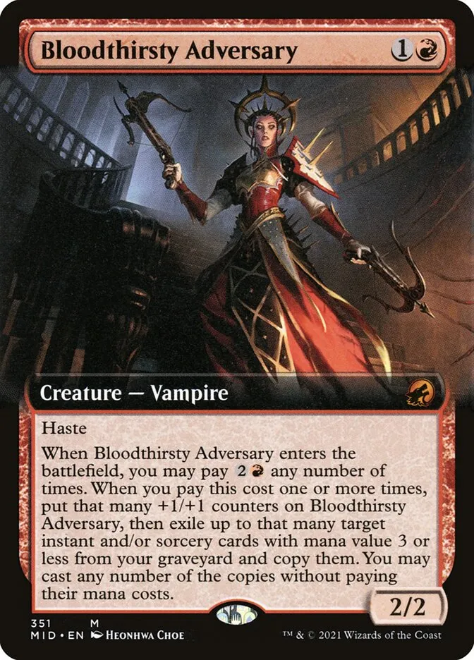 2021 Innistrad: Midnight Hunt Bloodthirsty Adversary mythic #351 mythic card image