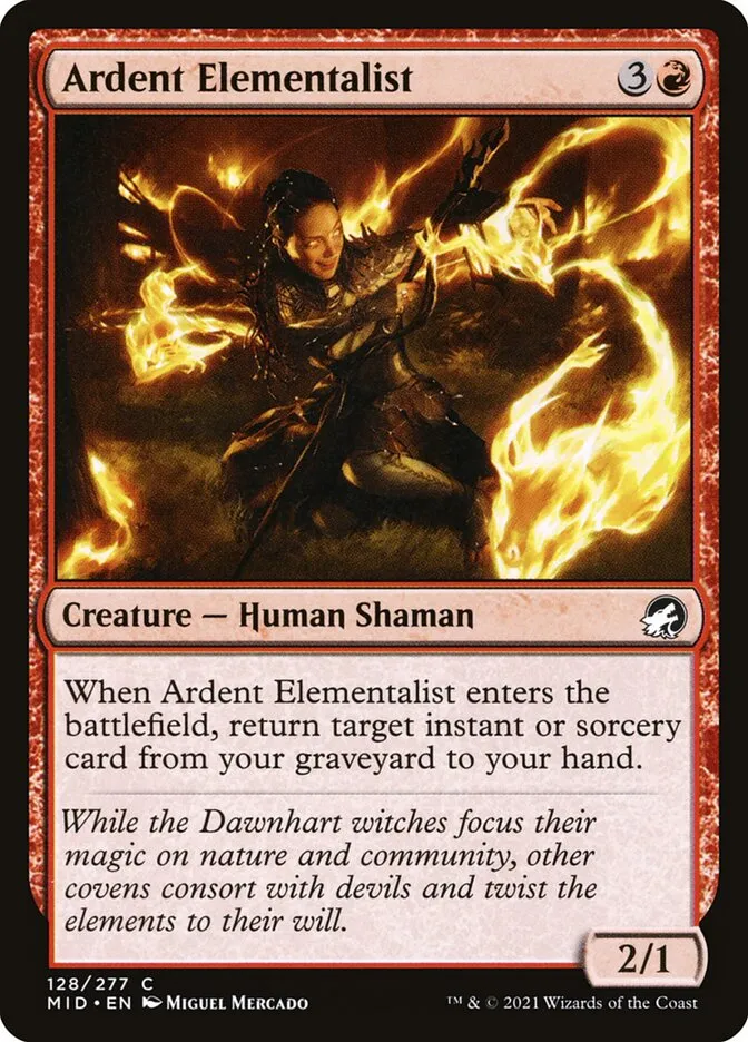 2021 Innistrad: Midnight Hunt Ardent Elementalist common #128 common card image