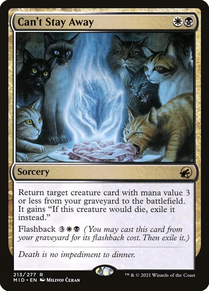 2021 Innistrad: Midnight Hunt Can't Stay Away #213 rare card image