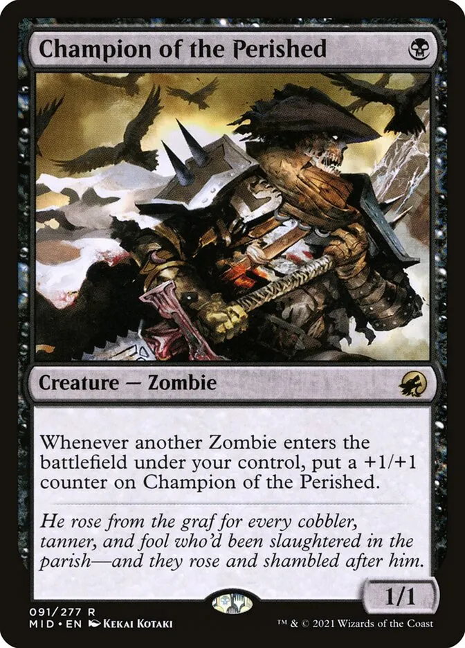 2021 Innistrad: Midnight Hunt Champion of the Perished #91 rare card image