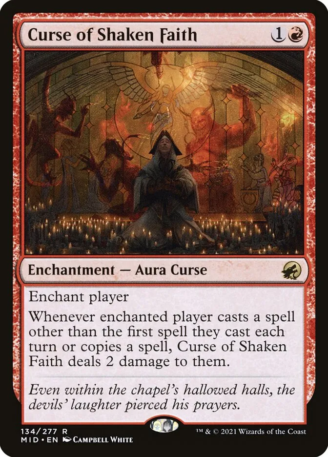 2021 Innistrad: Midnight Hunt Curse of Shaken Faith #134 rare card image