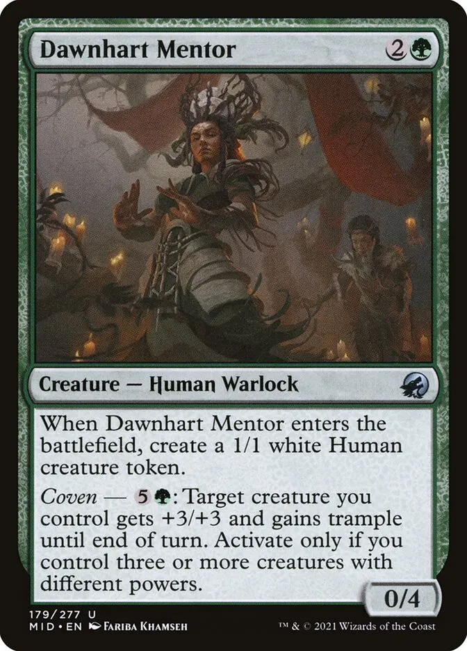 2021 Innistrad: Midnight Hunt Dawnhart Mentor #179 uncommon card image