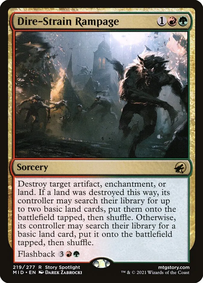 2021 Innistrad: Midnight Hunt Dire-Strain Rampage #219 rare card image