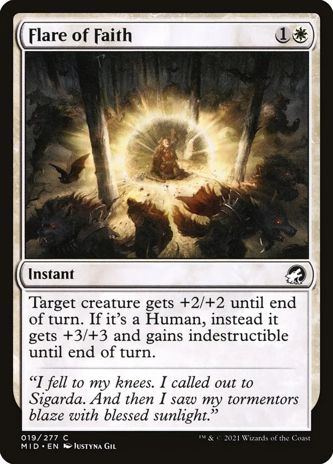 2021 Innistrad: Midnight Hunt Flare of Faith common #19 common card image