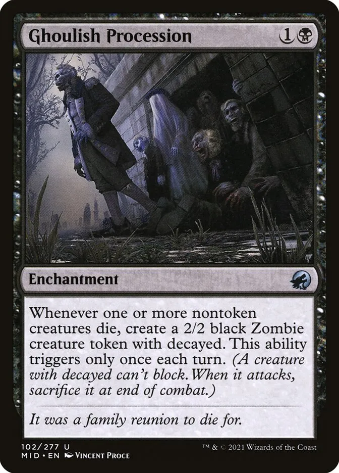2021 Innistrad: Midnight Hunt Ghoulish Procession uncommon #102 uncommon card image
