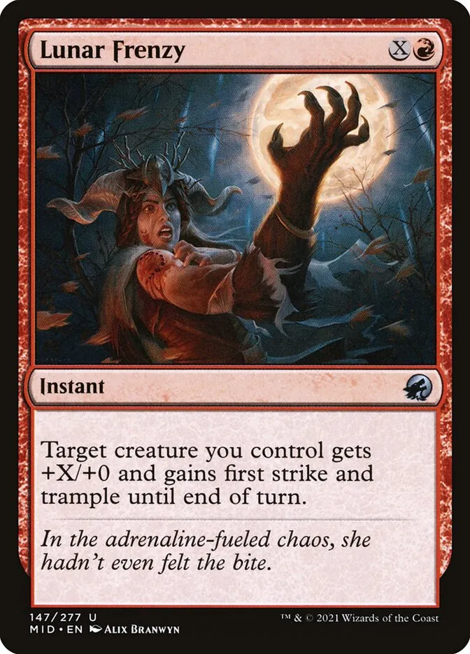 2021 Innistrad: Midnight Hunt Lunar Frenzy #147 uncommon card image