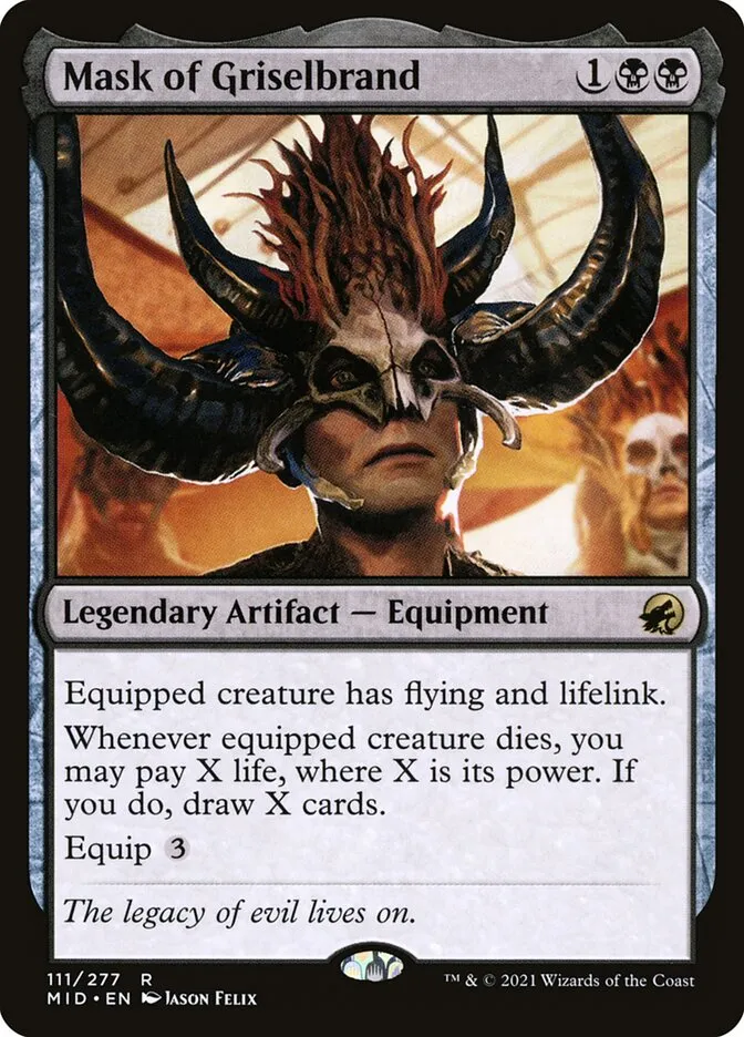 2021 Innistrad: Midnight Hunt Mask of Griselbrand #111 rare card image