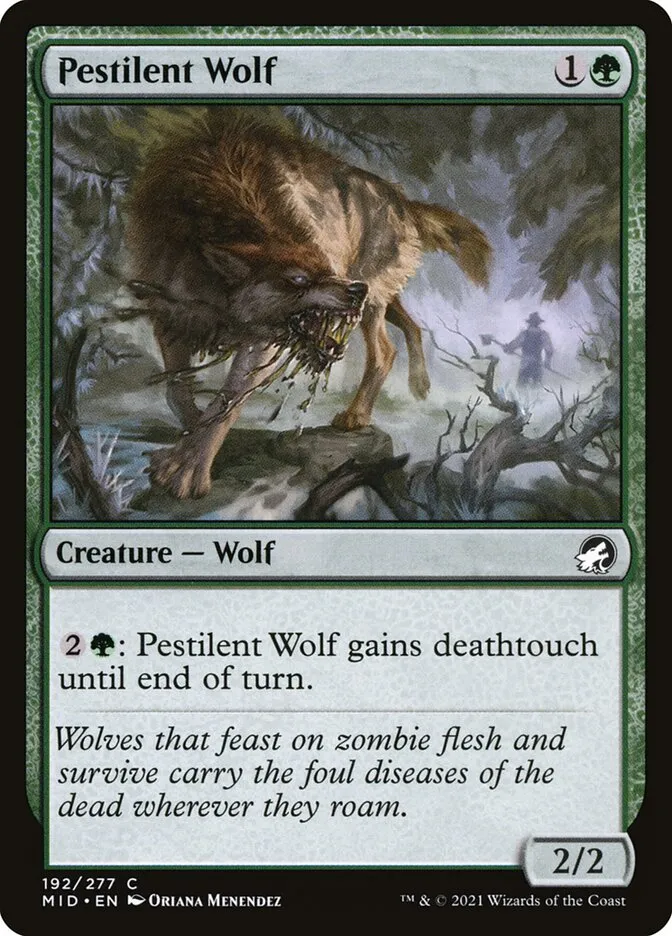 2021 Innistrad: Midnight Hunt Pestilent Wolf #192 common card image