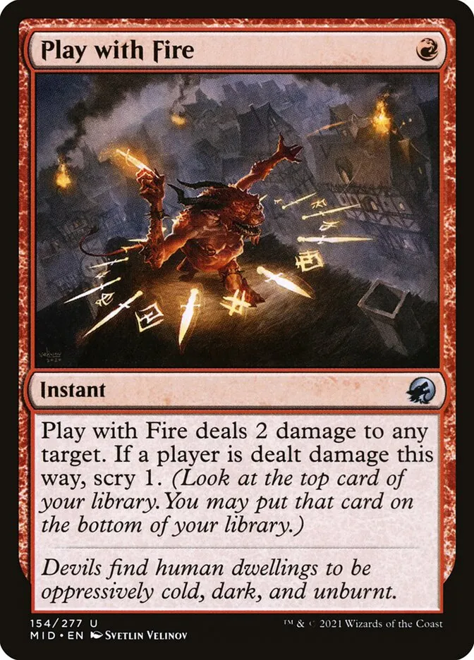 2021 Innistrad: Midnight Hunt Play with Fire #154 uncommon card image