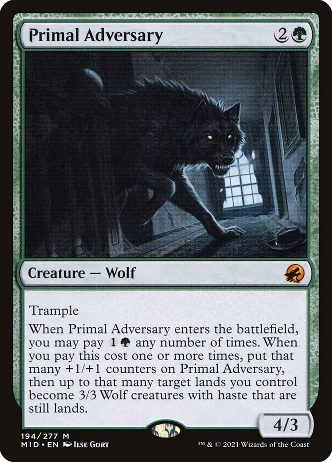2021 Innistrad: Midnight Hunt Primal Adversary mythic #194 mythic card image