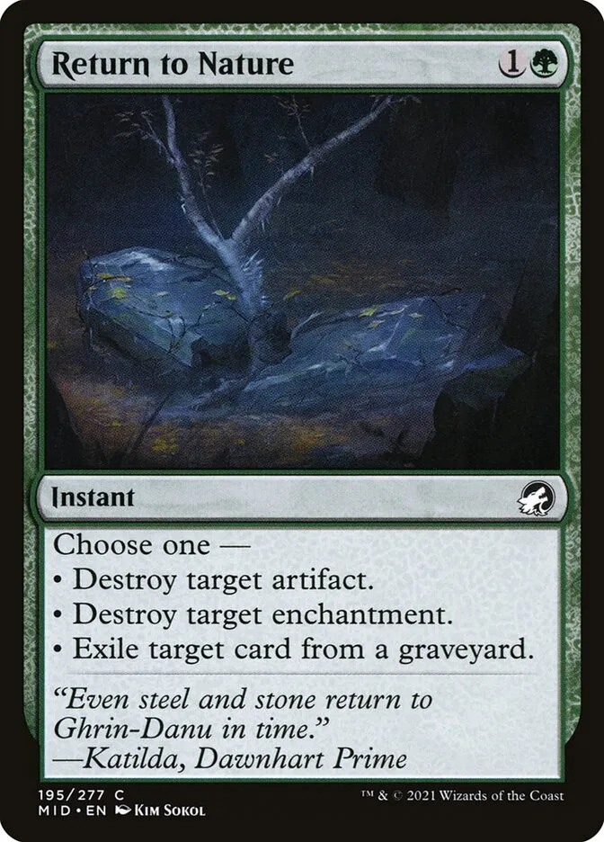 2021 Innistrad: Midnight Hunt Return to Nature #195 common card image