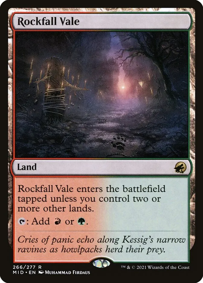 2021 Innistrad: Midnight Hunt Rockfall Vale #266 rare card image