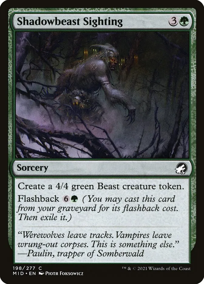 2021 Innistrad: Midnight Hunt Shadowbeast Sighting #198 common card image