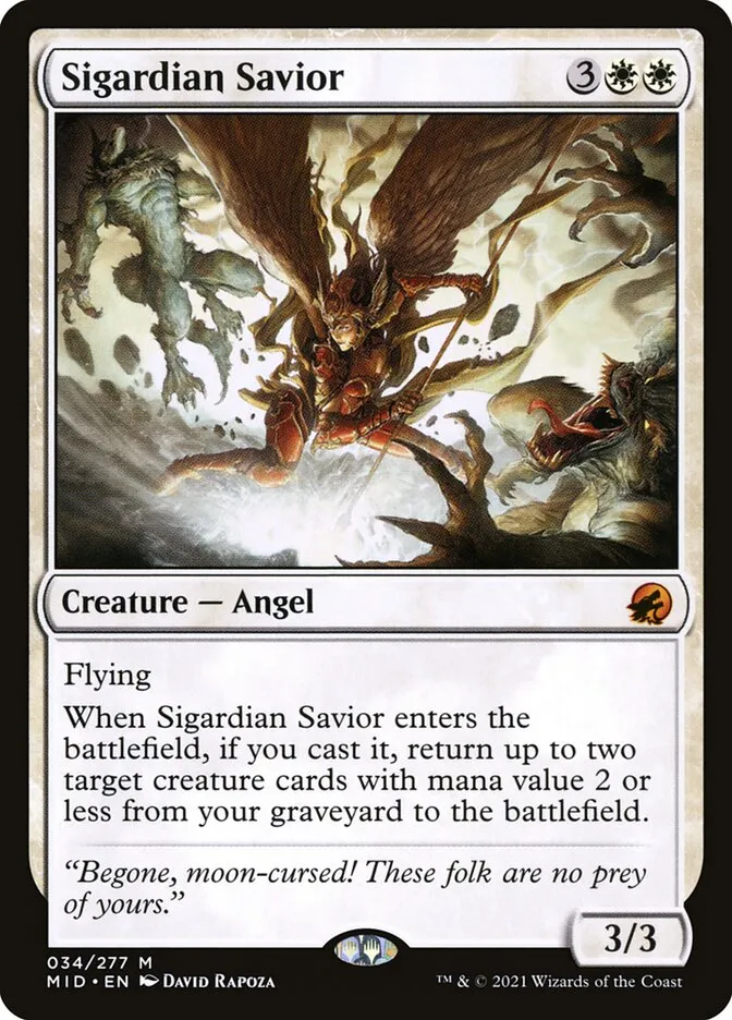 2021 Innistrad: Midnight Hunt Sigardian Savior mythic #34 mythic card image