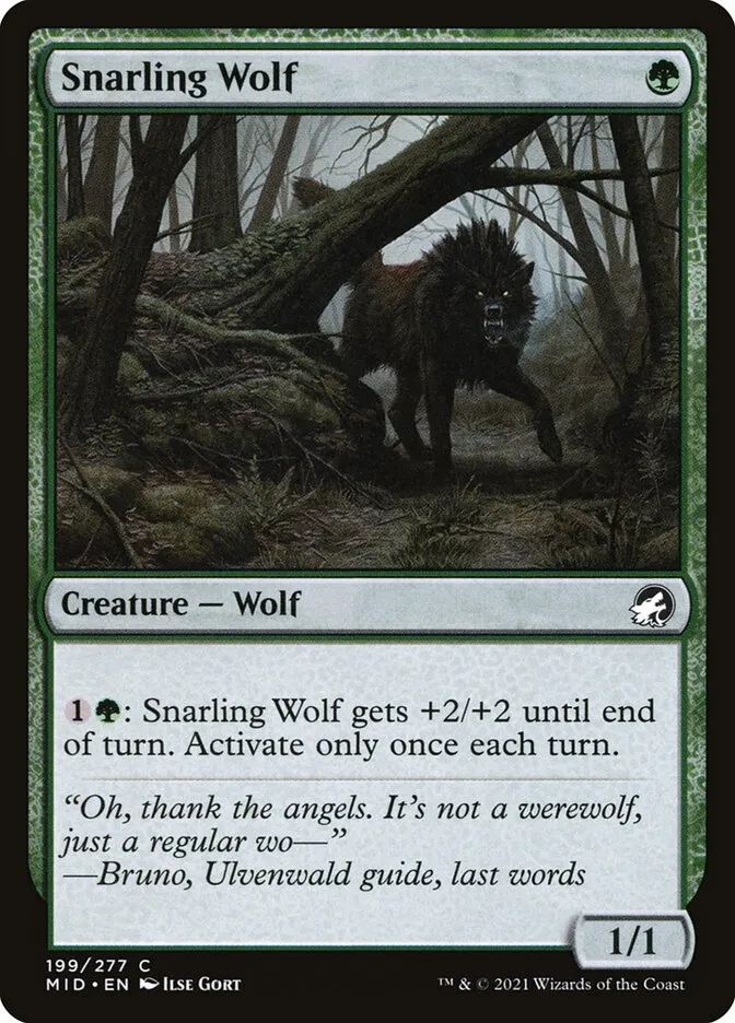 2021 Innistrad: Midnight Hunt Snarling Wolf common #199 common card image
