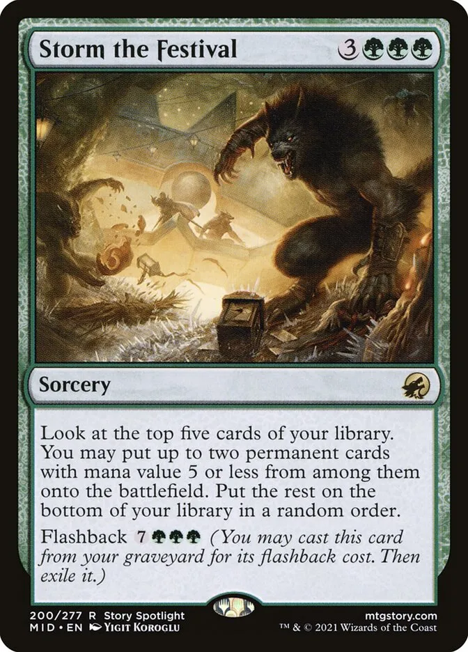 2021 Innistrad: Midnight Hunt Storm the Festival #200 rare card image