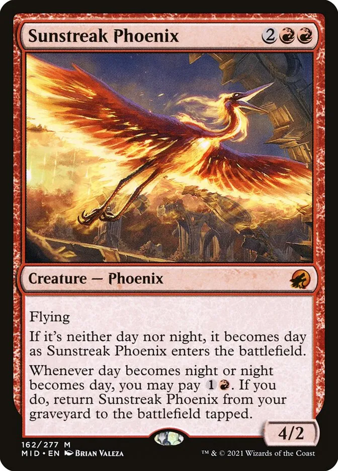 2021 Innistrad: Midnight Hunt Sunstreak Phoenix mythic #162 mythic card image