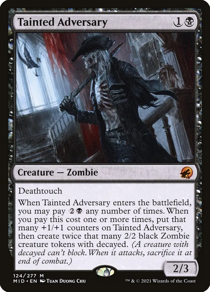 2021 Innistrad: Midnight Hunt Tainted Adversary mythic #124 mythic card image