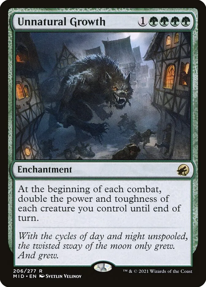 2021 Innistrad: Midnight Hunt Unnatural Growth #206 rare card image