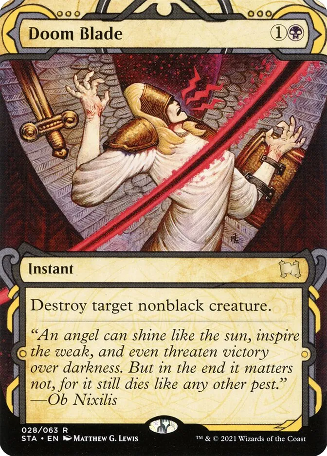 2021 Strixhaven Mystical Archive Doom Blade [Etched Foil] rare #28 rare card image