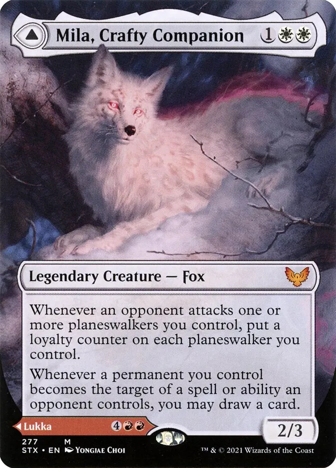 2021 Strixhaven: School of Mages Mila, Crafty Companion // Lukka, Wayward Bonder #277 mythic card image