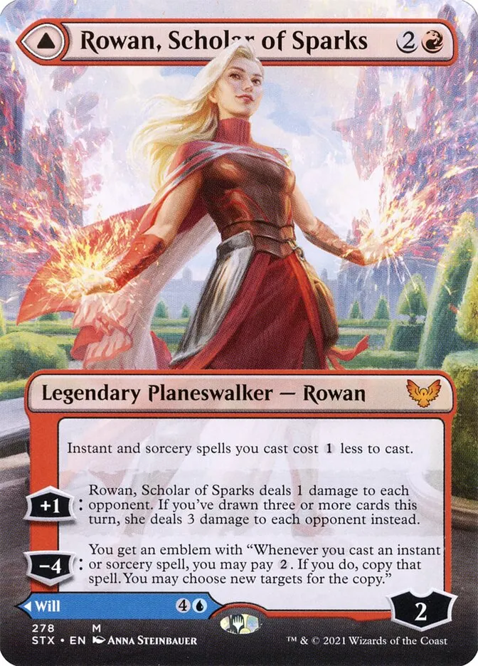 2021 Strixhaven: School of Mages Rowan, Scholar of Sparks // Will, Scholar of Frost #278 mythic card image