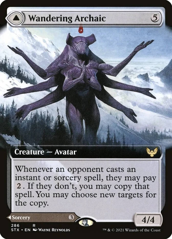 2021 Strixhaven: School of Mages Wandering Archaic // Explore the Vastlands #286 rare card image