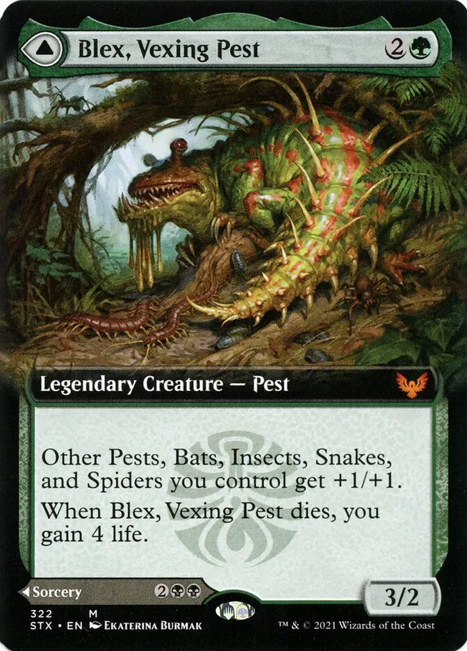 2021 Strixhaven: School of Mages Blex, Vexing Pest // Search for Blex #322 mythic card image
