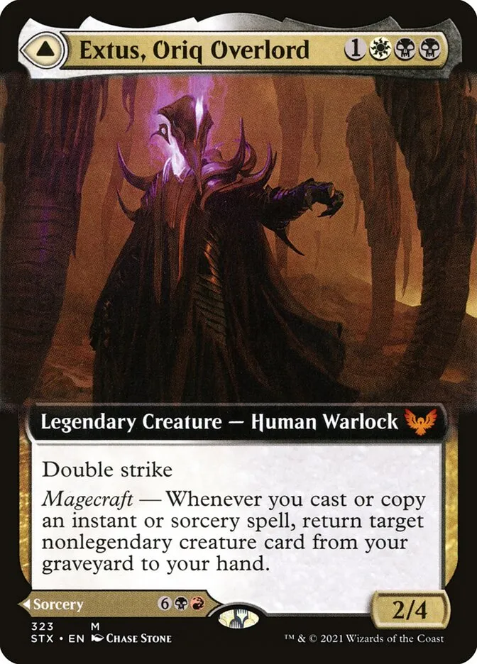 2021 Strixhaven: School of Mages Extus, Oriq Overlord // Awaken the Blood Avatar #323 mythic card image