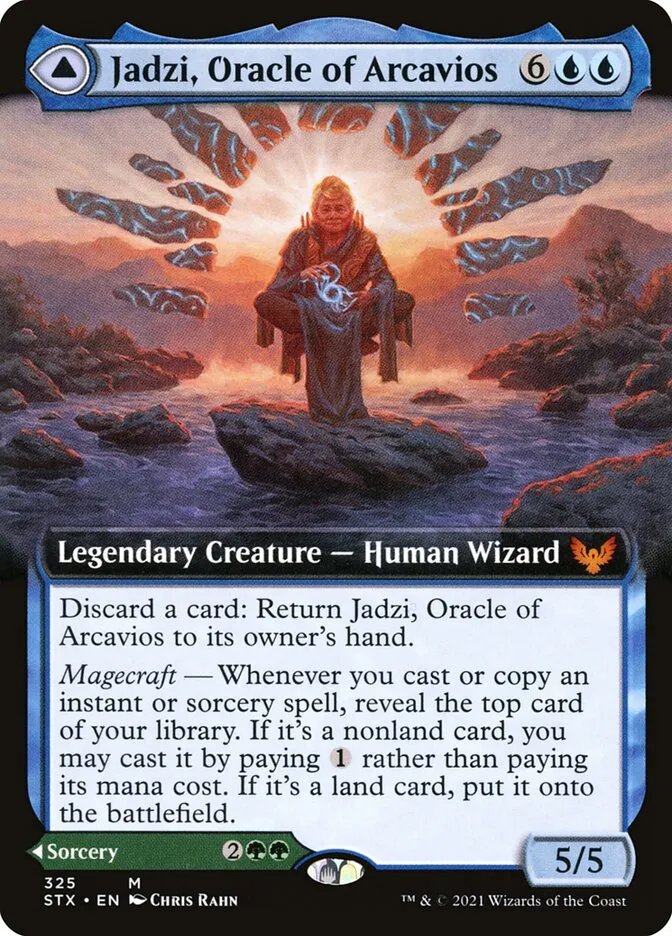 2021 Strixhaven: School of Mages Jadzi, Oracle of Arcavios // Journey to the Oracle #325 mythic card image