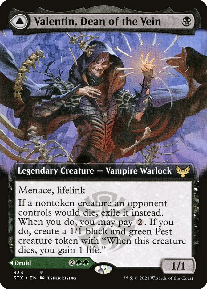 2021 Strixhaven: School of Mages Valentin, Dean of the Vein // Lisette, Dean of the Root #333 rare card image
