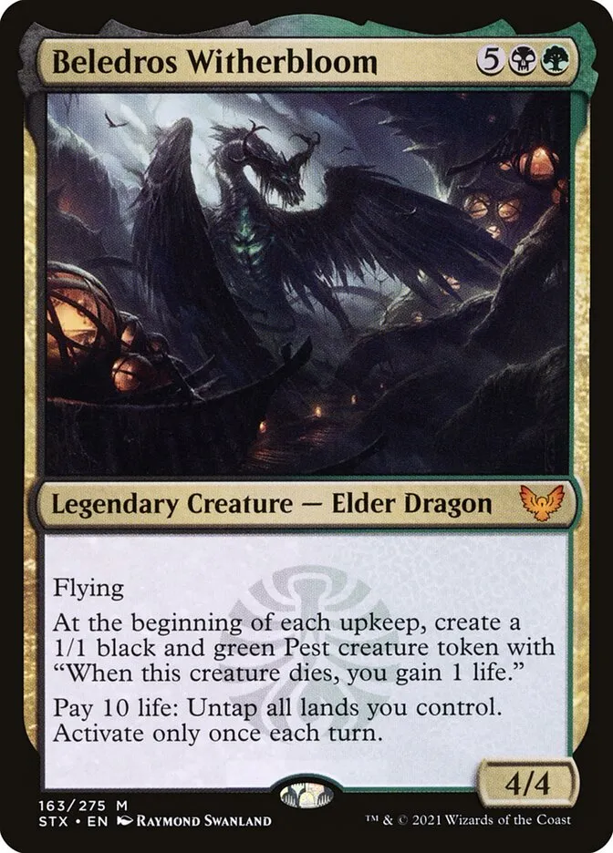 2021 Strixhaven: School of Mages Beledros Witherbloom #163 mythic card image