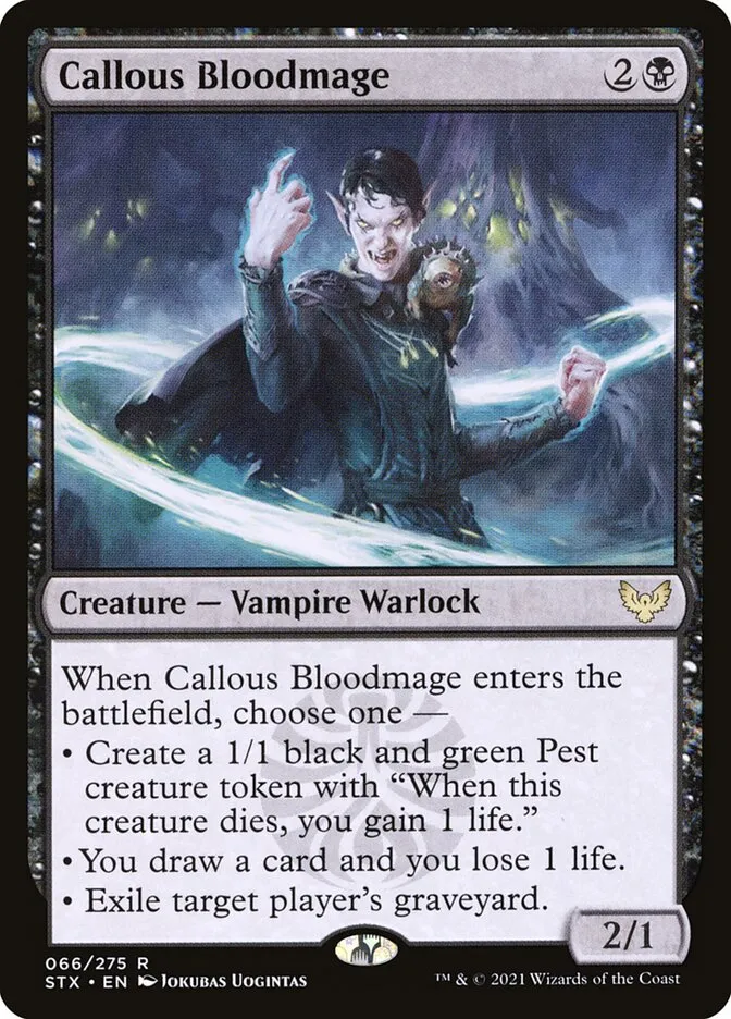 2021 Strixhaven: School of Mages Callous Bloodmage #66 rare card image