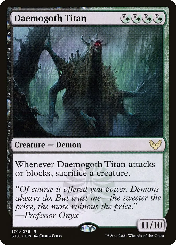 2021 Strixhaven: School of Mages Daemogoth Titan #174 rare card image