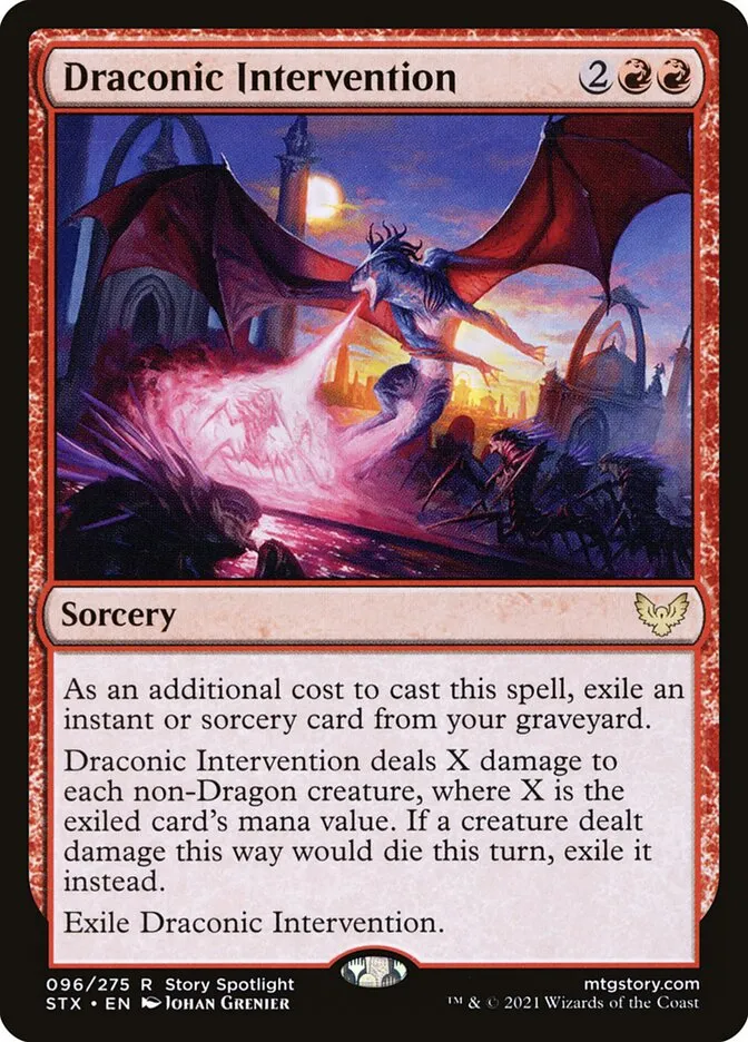 2021 Strixhaven: School of Mages Draconic Intervention #96 rare card image