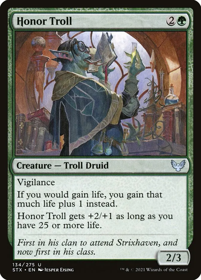 2021 Strixhaven: School of Mages Honor Troll #134 uncommon card image
