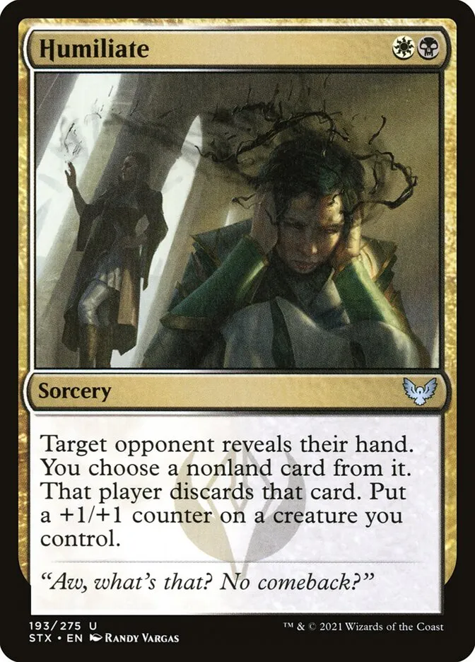2021 Strixhaven: School of Mages Humiliate #193 uncommon card image