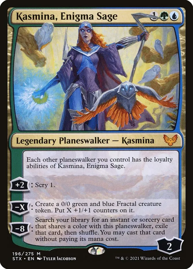 2021 Strixhaven: School of Mages Kasmina, Enigma Sage #196 mythic card image
