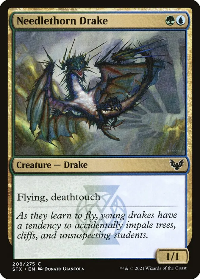 2021 Strixhaven: School of Mages Needlethorn Drake #208 common card image